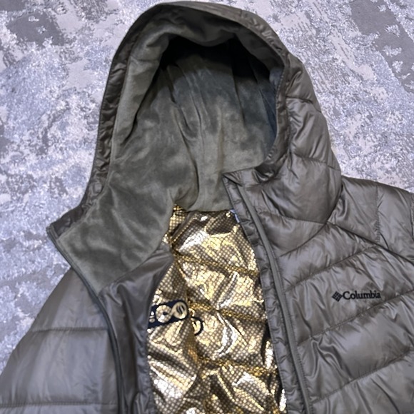 Columbia Jacket Womens Large Green Hooded Quilted Puffer Full Zip Thermal Coat - Picture 3 of 10